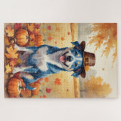 Blue Heeler im Herbst lässt Erntedank Art Puzzle (Horizontal)