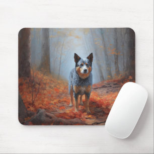 Blue Heeler im Herbstlaub Fall Inspiriert Mousepad