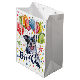 Blue Heeler mit Balloons Mittlere Geschenktüte