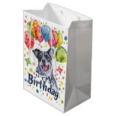 Blue Heeler mit Balloons Mittlere Geschenktüte (Rückseite Schrägansicht)