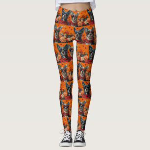 Blue Heeler mit Herz Rosen Valentinstag Leggings