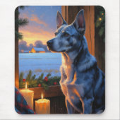 Blue Heeler mit Weihnachtsbeleuchtung Ferien Mousepad (Vorne)
