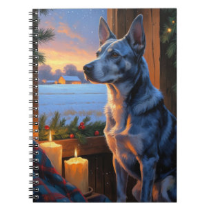 Blue Heeler mit Weihnachtsbeleuchtung Ferien Notizblock