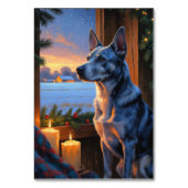 Blue Heeler mit Weihnachtslicht Urlaub Tischnummer (Rückseite)