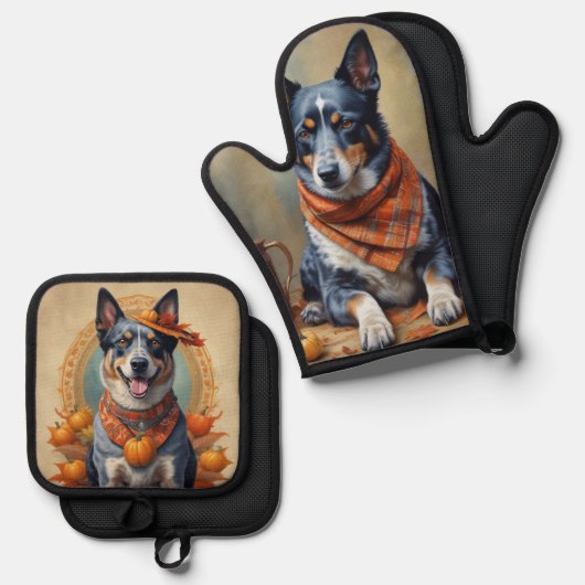Blue Heeler Ofenhandschuh & Topflappen-Set (Vorderseite/Rückseite)