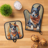 Blue Heeler Ofenhandschuh & Topflappen-Set (Oben Unten)