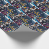 Blue Heeler on a Paddle: Ein Landschaftliches Aben Geschenkpapier (Ecke)