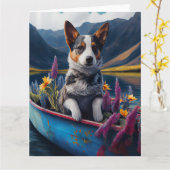Blue Heeler on a Paddle: Ein Landschaftliches Aben Karte (Gelbe Blume)