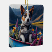 Blue Heeler on a Paddle: Ein Landschaftliches Aben Keramikornament (Rechts)
