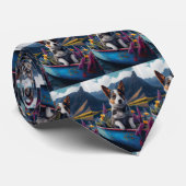 Blue Heeler on a Paddle: Ein Landschaftliches Aben Krawatte (Gerollt)