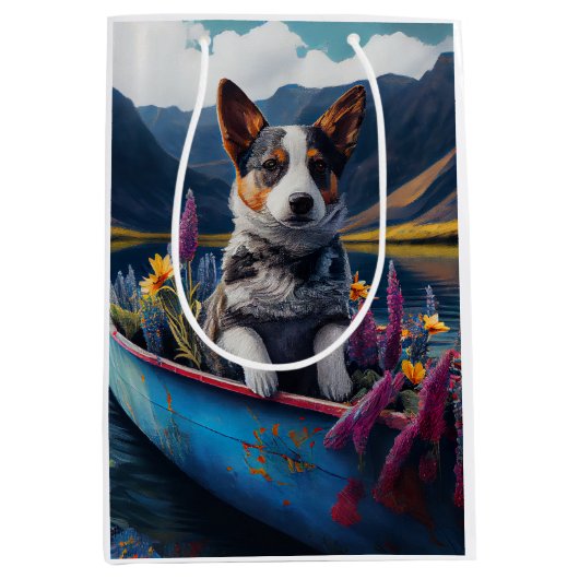 Blue Heeler on a Paddle: Ein Landschaftliches Aben Mittlere Geschenktüte (Vorderseite)