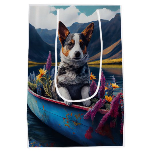 Blue Heeler on a Paddle: Ein Landschaftliches Aben Mittlere Geschenktüte (Rückseite)