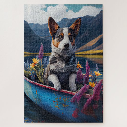 Blue Heeler on a Paddle: Ein Landschaftliches Aben Puzzle (Vertikal)