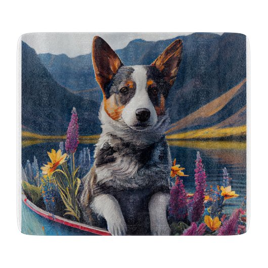 Blue Heeler on a Paddle: Ein Landschaftliches Aben Schneidebrett (Vorderseite)