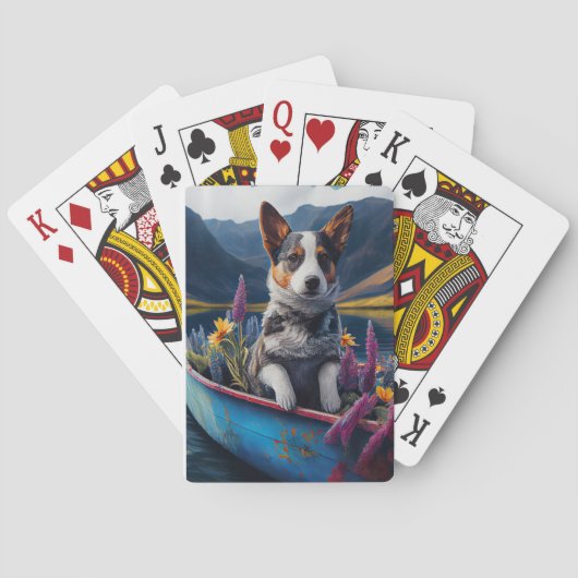Blue Heeler on a Paddle: Ein Landschaftliches Aben Spielkarten (Rückseite)
