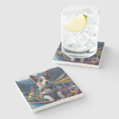 Blue Heeler on a Paddle: Ein Landschaftliches Aben Steinuntersetzer (Seitenansicht)