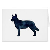 Blue Heeler Silhouette Black Watercolor Card (Vorderseite (Horizontal))