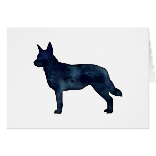 Blue Heeler Silhouette Black Watercolor Card (Vorderseite (Horizontal))