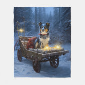 Blue Heeler Snowy Sleigh Weihnachtsdekor Fleecedecke (Vorderseite)