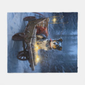 Blue Heeler Snowy Sleigh Weihnachtsdekor Fleecedecke (Vorderseite (Horizontal))
