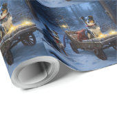 Blue Heeler Snowy Sleigh Weihnachtsdekor Geschenkpapier (Rolleneckpunkt)