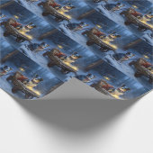 Blue Heeler Snowy Sleigh Weihnachtsdekor Geschenkpapier (Ecke)