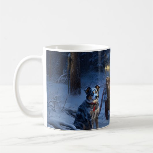 Blue Heeler Snowy Sleigh Weihnachtsdekor Kaffeetasse (Links)