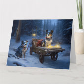 Blue Heeler Snowy Sleigh Weihnachtsdekor Karte (Vorderseite)