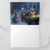 Blue Heeler Snowy Sleigh Weihnachtsdekor Karte (Innenseite)