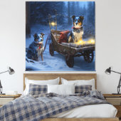 Blue Heeler Snowy Sleigh Weihnachtsdekor Leinwanddruck (Insitu (Schlafzimmer))