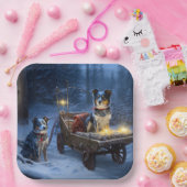 Blue Heeler Snowy Sleigh Weihnachtsdekor Pappteller (Party)