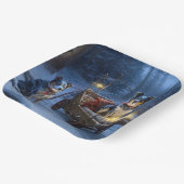 Blue Heeler Snowy Sleigh Weihnachtsdekor Pappteller (Gewinkelt)