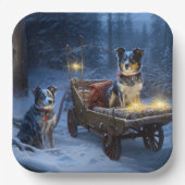 Blue Heeler Snowy Sleigh Weihnachtsdekor Pappteller (Vorderseite)