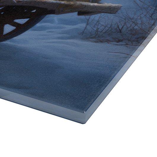 Blue Heeler Snowy Sleigh Weihnachtsdekor Schneidebrett (Ecke)