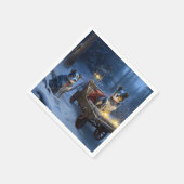 Blue Heeler Snowy Sleigh Weihnachtsdekor Serviette (Ecke)