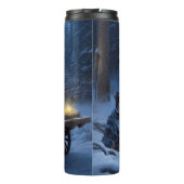 Blue Heeler Snowy Sleigh Weihnachtsdekor Thermosbecher (Rückseite)