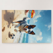 Blue Heeler Strand Sport Szene Puzzle (Horizontal)