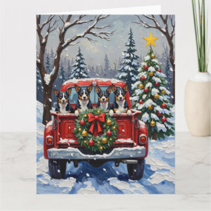 Blue Heeler Weihnachten Rotes Lastwagen Ferien Karte