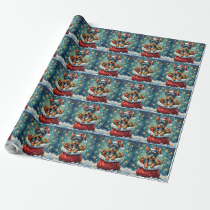 Blue Heeler Weihnachts-Santa-Tasche-Abenteuer Geschenkpapier
