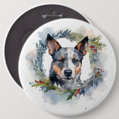 Blue Heeler Weihnachtsfeier Festliche Jungfrau Button (Vorne & Hinten)