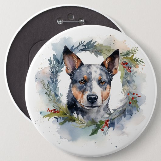 Blue Heeler Weihnachtsfeier Festliche Jungfrau Button (Vorne & Hinten)