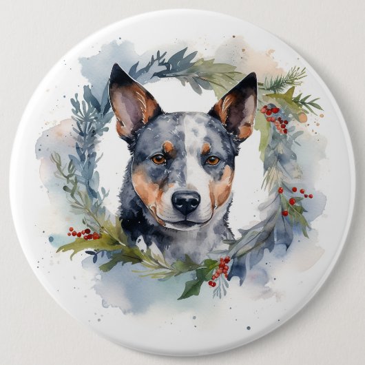 Blue Heeler Weihnachtsfeier Festliche Jungfrau Button (Vorderseite)