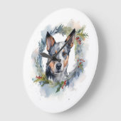 Blue Heeler Weihnachtsfeier Festliche Jungfrau Große Wanduhr (Winkel)