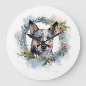 Blue Heeler Weihnachtsfeier Festliche Jungfrau Große Wanduhr (Vorderseite)