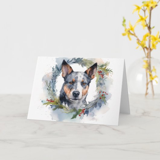 Blue Heeler Weihnachtsfeier Festliche Jungfrau Karte (Gelbe Blume)