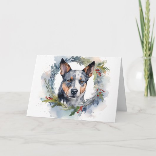 Blue Heeler Weihnachtsfeier Festliche Jungfrau Karte (Vorderseite)
