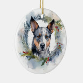 Blue Heeler Weihnachtsfeier Festliche Jungfrau Keramik Ornament (Rechts)
