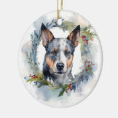 Blue Heeler Weihnachtsfeier Festliche Jungfrau Keramik Ornament (Links)