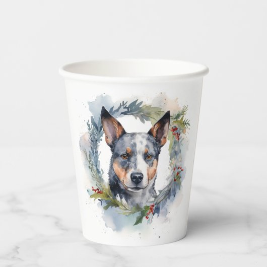 Blue Heeler Weihnachtsfeier Festliche Jungfrau Pappbecher (Rückseite)