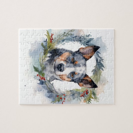 Blue Heeler Weihnachtsfeier Festliche Jungfrau Puzzle (Horizontal)